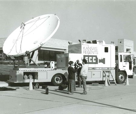 television crew in front of dole hall
